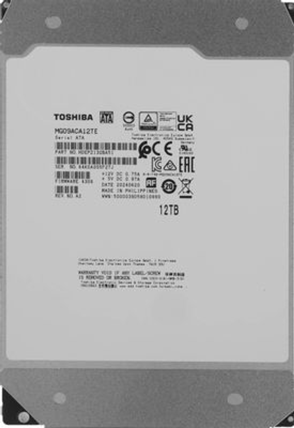 Серверный жесткий диск HDD Toshiba 12TB SATA 7.2K 3.5" MG09ACA12TE