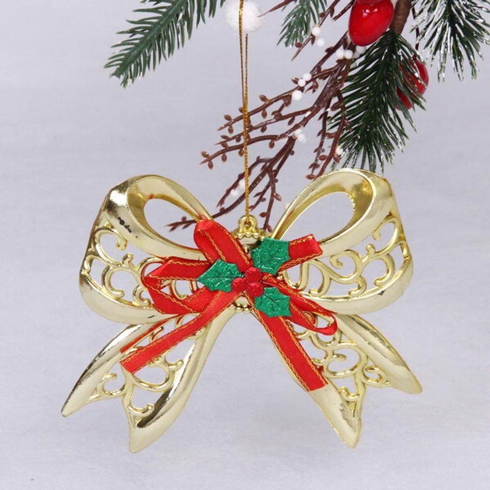 Украшение новогоднее «Сказочный бант» 10*12 см, Золото