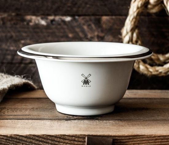 Чаша для бритья MUEHLE, белый фарфор, платиновый обод