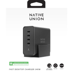 Сетевое зарядное устройство Native Union мощностью 140 Вт (4 USB-C) (GaN) Настольный многопортовый мощный адаптер питания. Есть поддержка PD 3.1