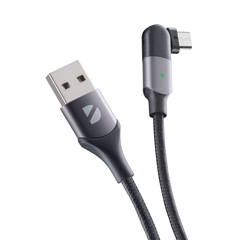 Дата-кабель USB-A - micro USB, 180˚, 1.2м, 2.4A, черный