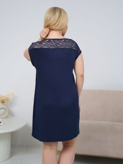 Классическая сорочка для дома из вискозы (Размер: L) (Цвет: синий)