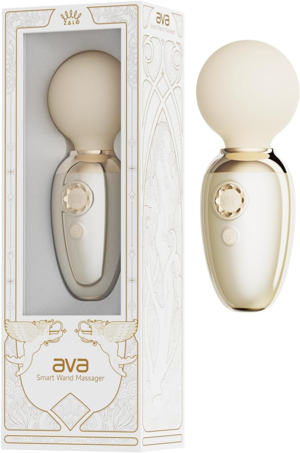 Бежевый мини-вибратор с функцией нагрева Ava (Цвет: молочный)