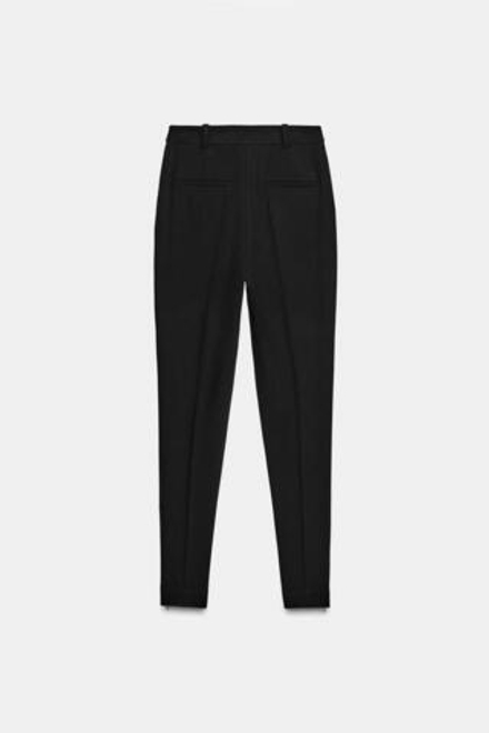 ZARA УЗКИЕ БРЮКИ С ВЫСОКОЙ ПОСАДКОЙ И МОЛНИЯМИ СНИЗУ, ЧЕРНЫЙ