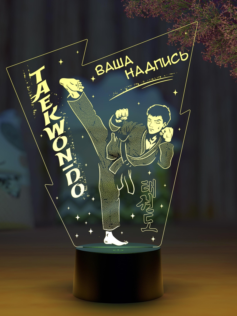 Светильник "Тхэквондо - мальчик" (Ваш текст)