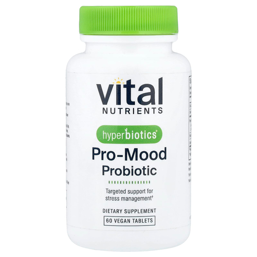 Vital Nutrients, Hyperbiotics®, пробиотик для улучшения настроения, 60 веганских таблеток