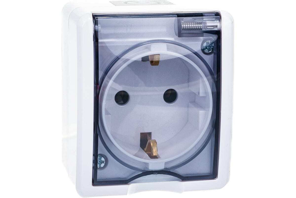 Розетка 1-местная накладная IP54, 16A-250В, белый Эксперт ЭРА