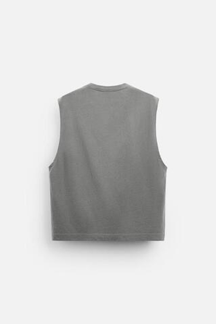 ZARA ФУТБОЛКА БЕЗ РУКАВОВ, ТЕМНЫЙ АНТРАЦИТ