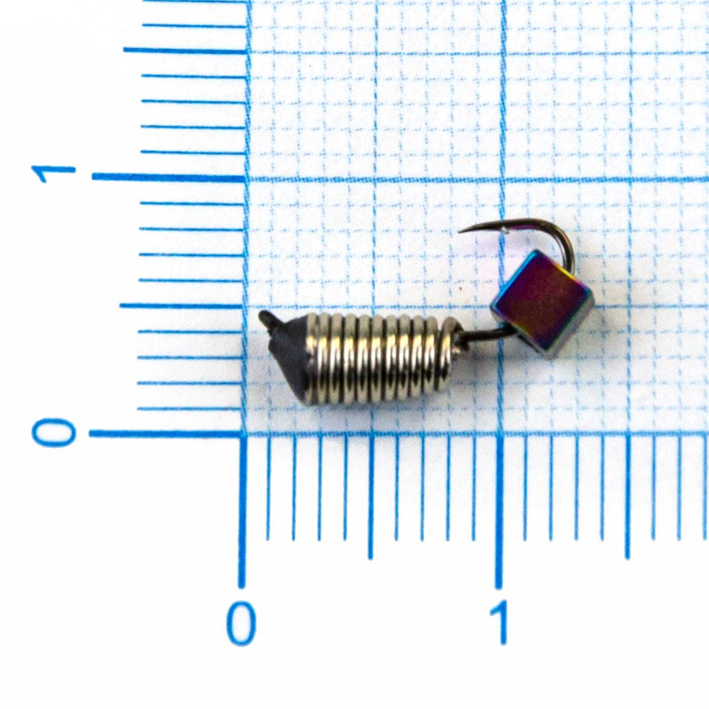 Мормышка Владимирская 412 "Гвоздик рифленый серебро с кубиком", 2.5мм, 0.8гр (10шт/уп)
