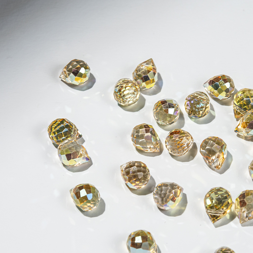 Бриолетт, золотой с покрытием, 10*8мм, хрусталь