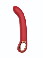 Красный силиконовый вибратор с загнутым кончиком - 22,1 см. (Цвет: красный)