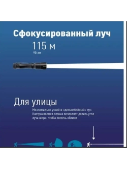 Фонарь ручной KOS105B с линзой с зумом 1xAA