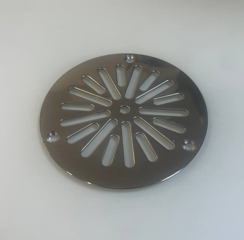 Решетка напольная круглая d 100 из нержавеющей стали, снежинка