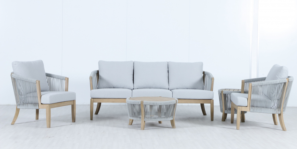 Столик деревянный кофейный Tagliamento Veneto, светлый тик, серый