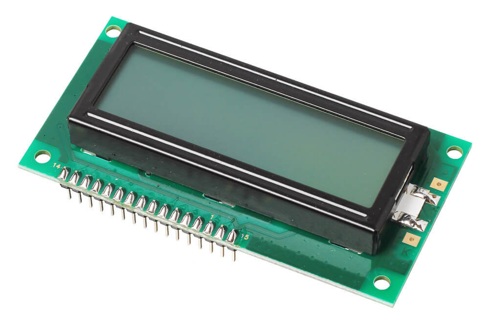 Текстовый экран 16×2 (Чёрным по янтарному)