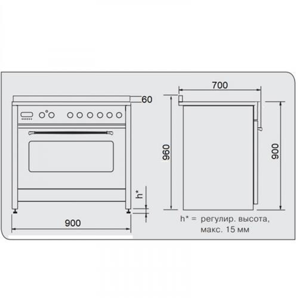 Комбинированная плита MG ZBM 3399 C размеры