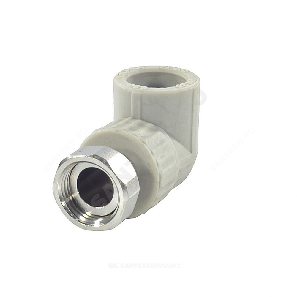 Угольник PP-R комбинированный серый Дн 20х3/4" с накидной гайкой VALFEX 10138120Г