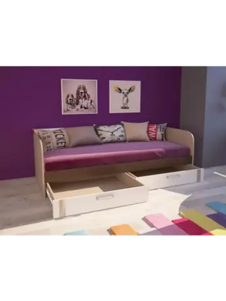 Кровать односпальная 80х200 с бельевым ящиком Ясень шимо