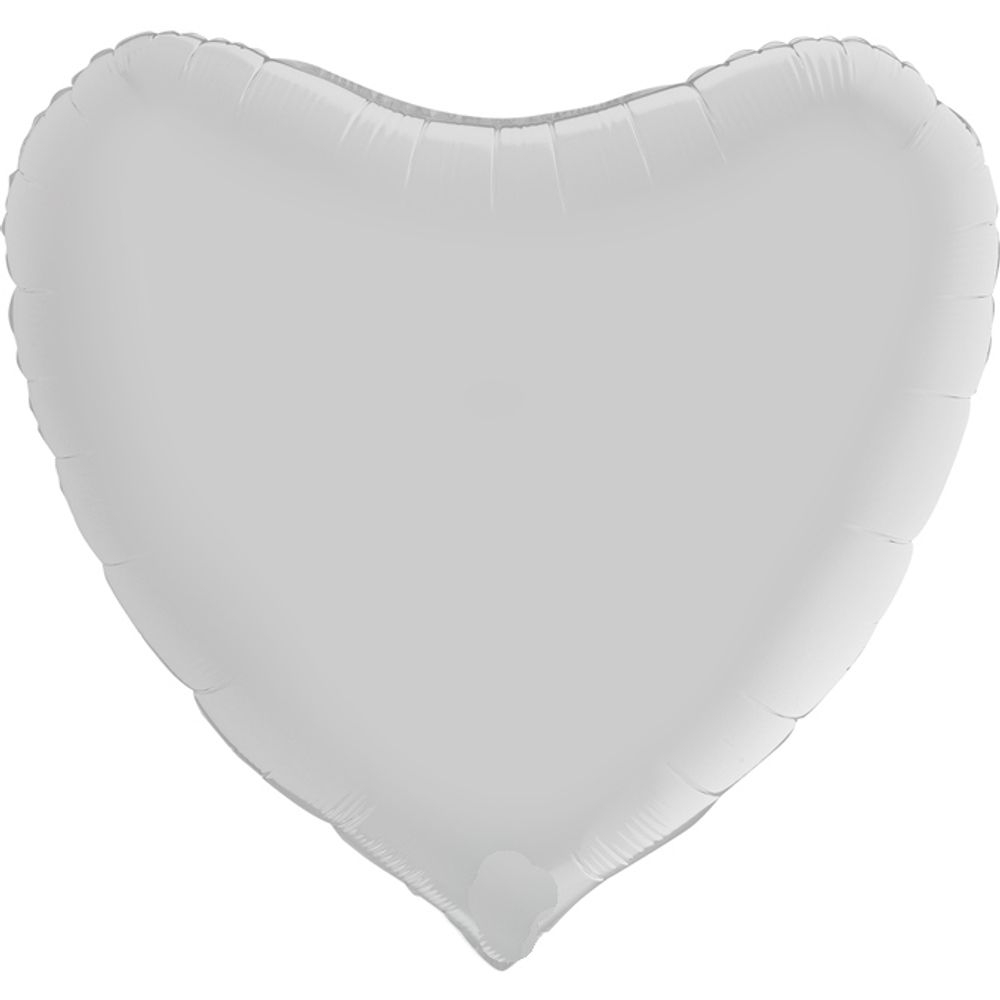 Фольгированный воздушный шар сердце,белый сатин, 46 см