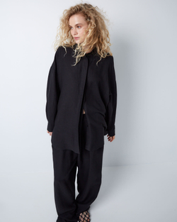 Рубашка свободного кроя изо льна и вискозы черный