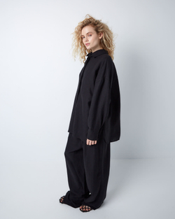 Рубашка свободного кроя изо льна и вискозы черный