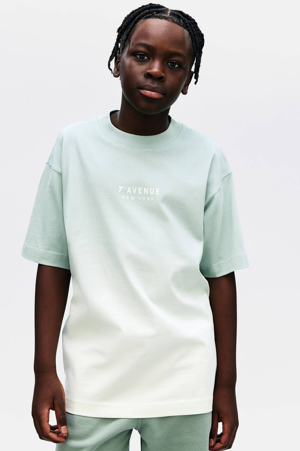 H&M Футболка из хлопка с принтом, бирюзовый