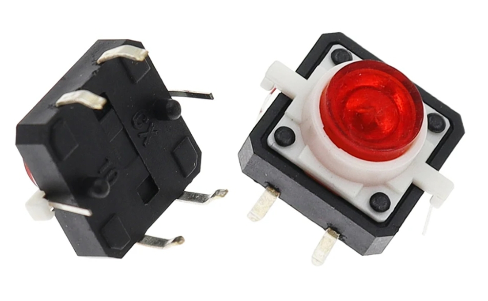 Тактовая кнопка со встроенной светодиодной подсветкой 12X12X7.3 мм