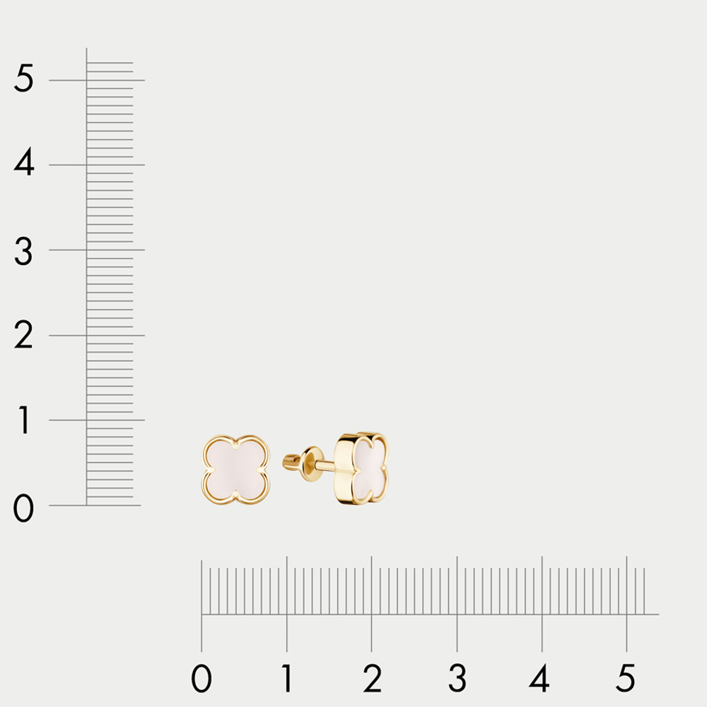 Серьги-пусеты из желтого золота 585 пробы с перламутром (арт. 12-20-0700-29713)