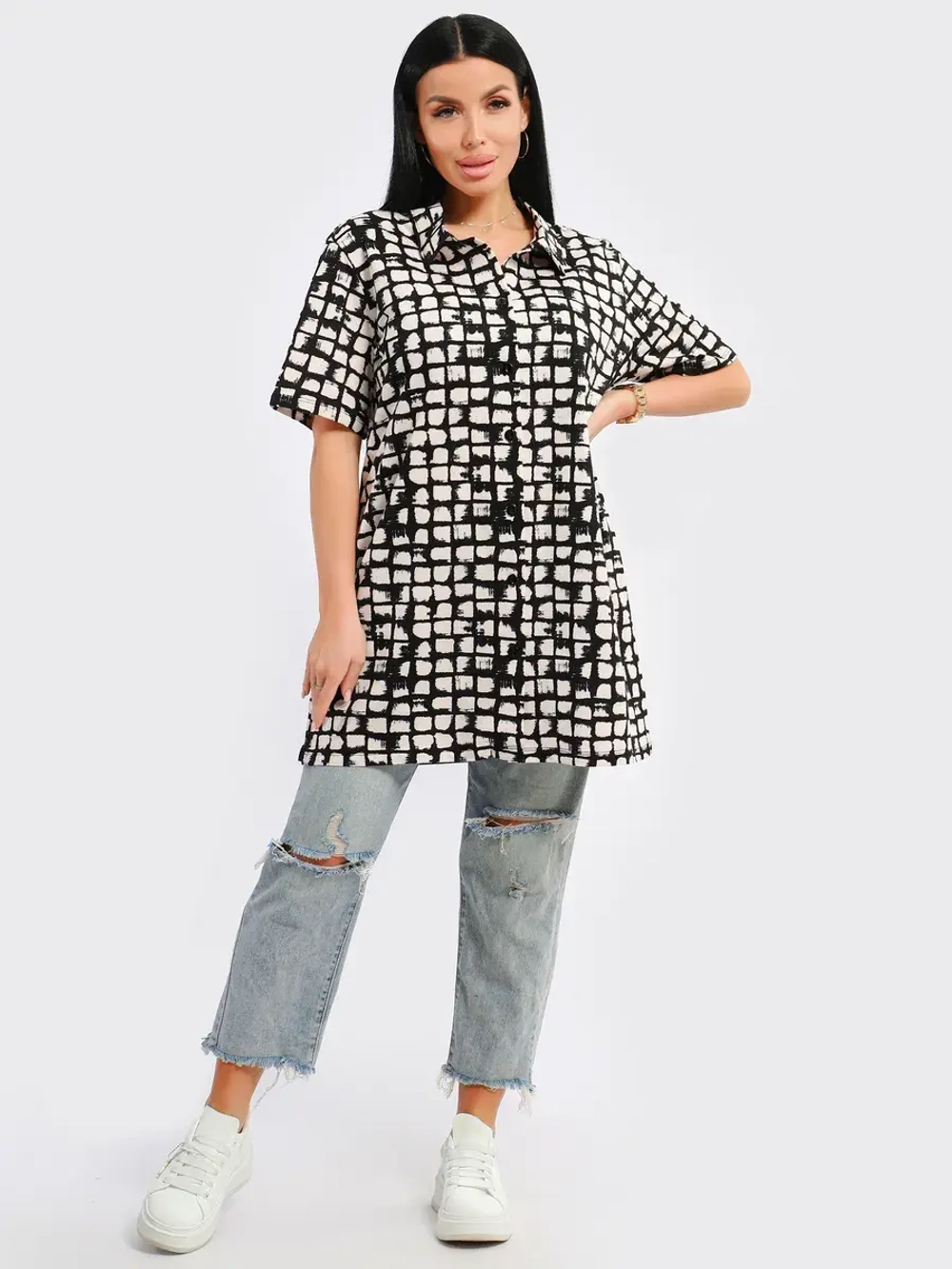 Туника-рубашка хлопок большие размеры