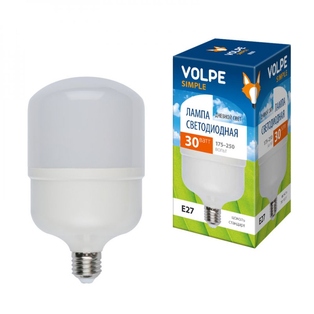 LED-M80-30W-DW-E27-FR-S Лампа светодиодная. Матовая. Серия Simple. Дневной свет 6500K. Картон. ТМ Volpe.