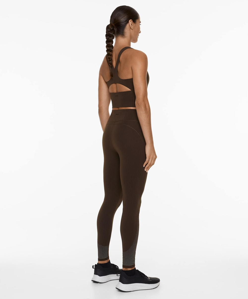 OYSHO Легинсы до щиколотки Compressive Running с высокой посадкой, 65 см, темно-коричневый