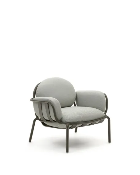 Садовое кресло Joncols серое с зеленой алюминиевой отделкой