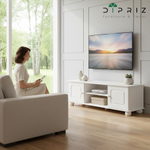 Тумба под телевизор, 115х29х40, Хаба, напольная, 2 двери, сосна, белый, Dipriz