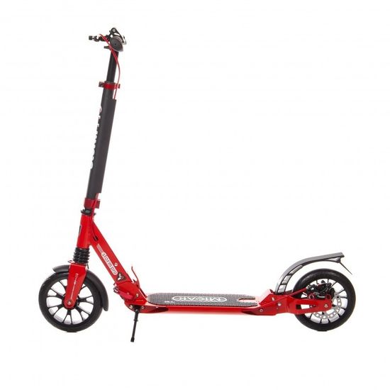 Складной двухколёсный самокат Micar Storm Pro 200 мм с двумя амортизаторами и ручным дисковым тормозом, красный