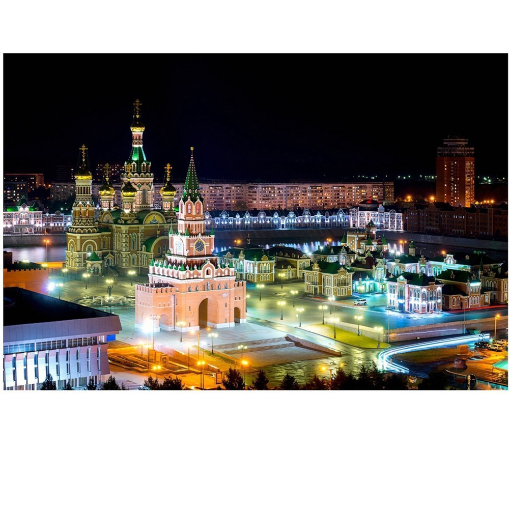 Алмазная мозаика Alingar, на подрамнике, с полным заполнением, (матов.), 20х30 см, 20 цветов, "Ночная Москва"