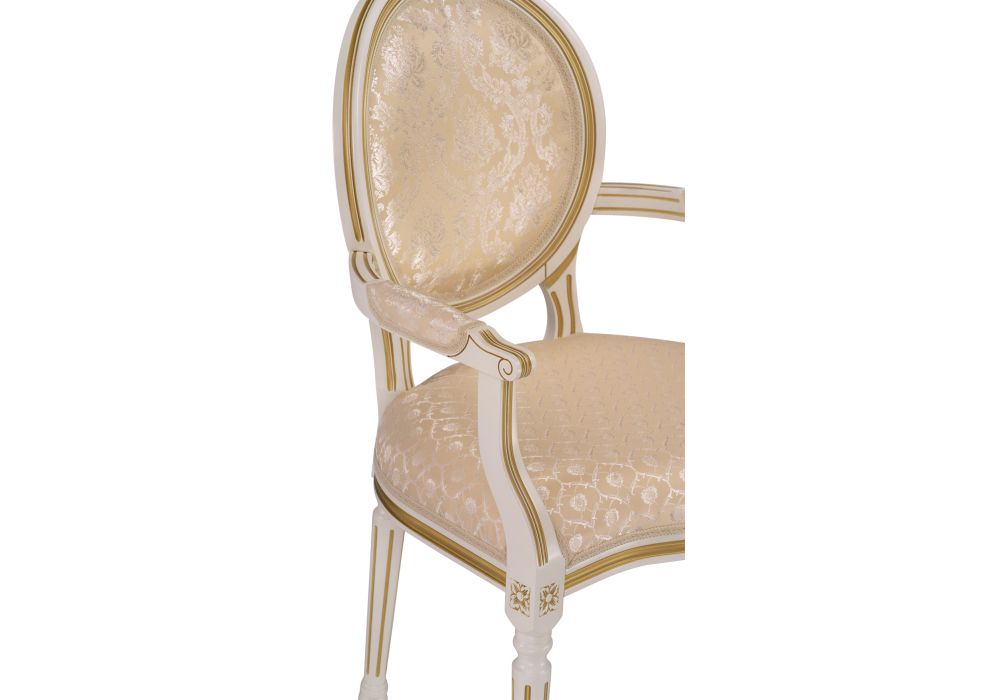Кресло Данте молочный с золотой патиной