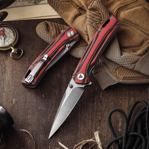 Складной туристический нож TRIVISA Volans-03RB клинок 154CM рукоять G10 (красный-черный)