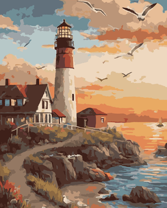 Картина по номерам - Маяк на закате