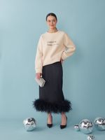 ЮБКА САТИНОВАЯ С ПЕРЬЯМИ BLACK