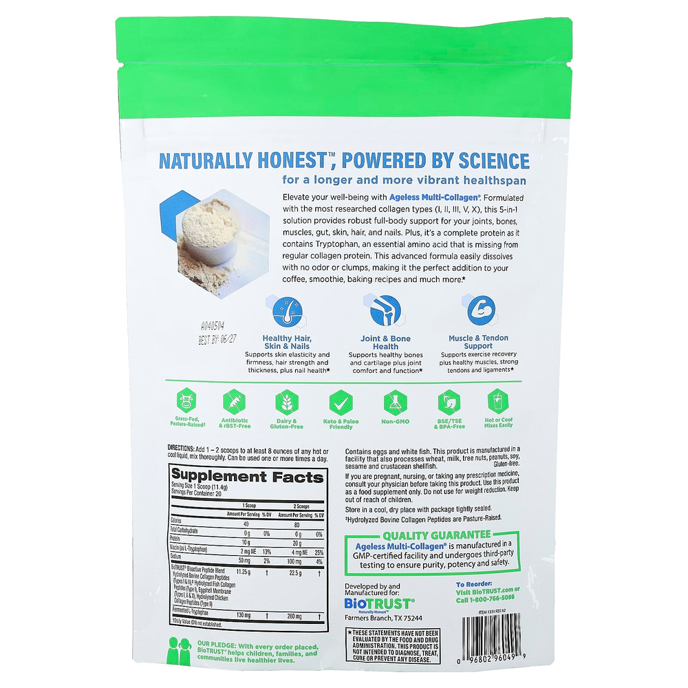 BioTRUST, Ageless Multi-Collagen®, без добавок, 228 г (8,04 унции)