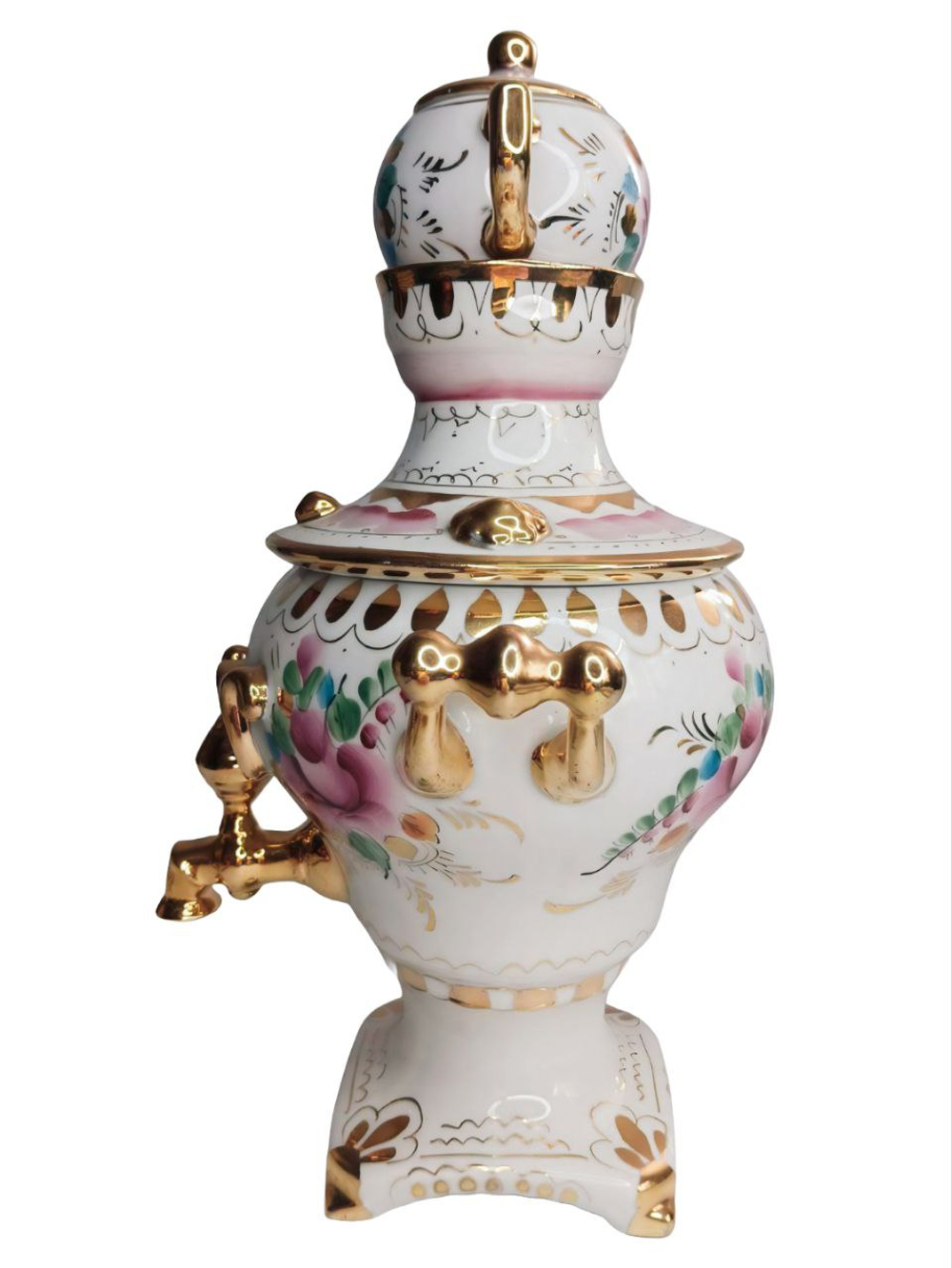 Статуэтка "Самовар с заварочным чайничком" Гжель