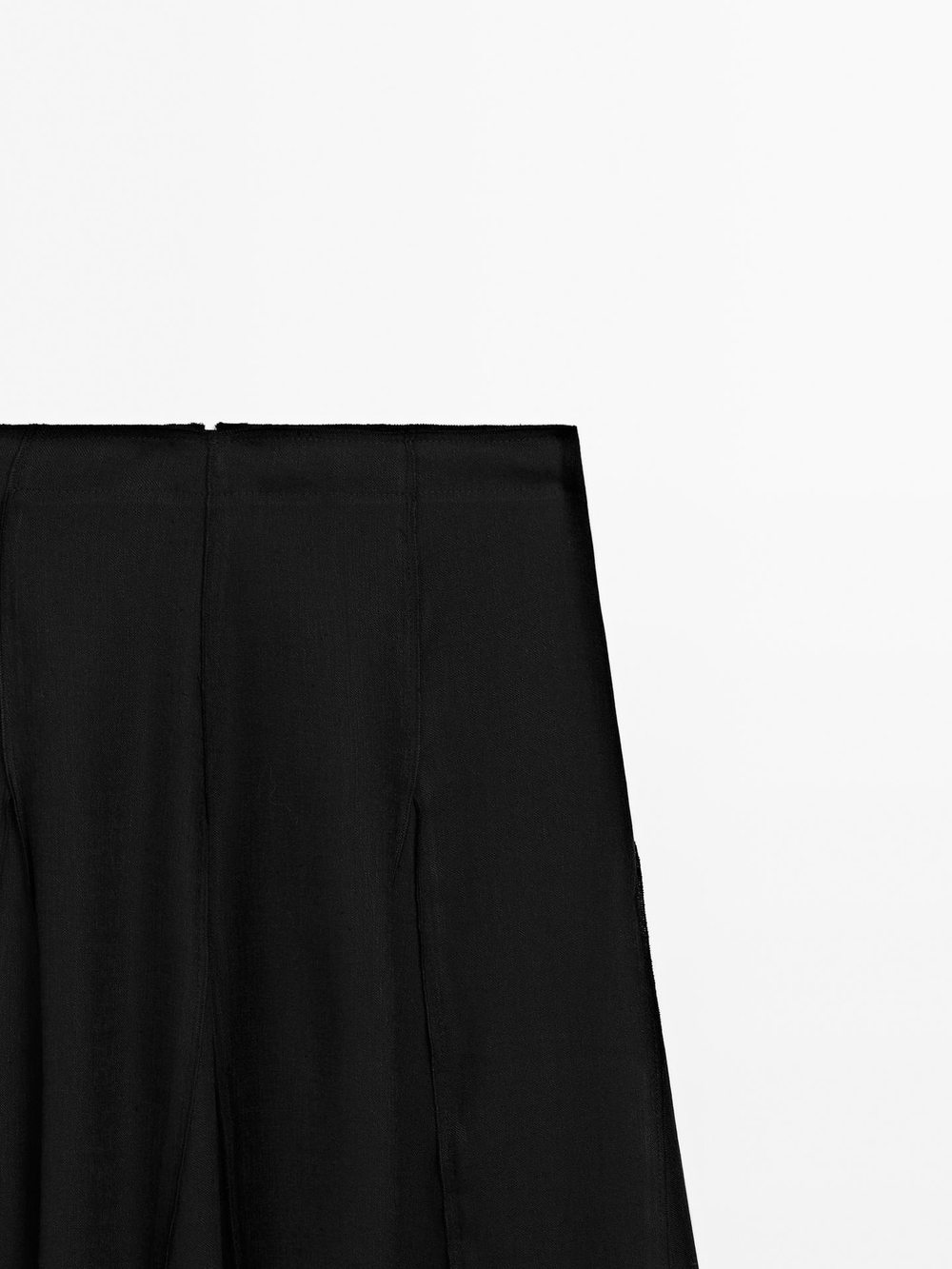 Massimo Dutti Расклешенная юбка миди с декоративной строчкой, черный