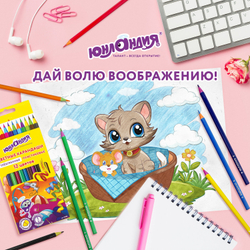 Карандаши цветные ЮНЛАНДИЯ "КАРНАВАЛ", 12 цветов, пластиковые, заточенные, трехгранный корпус, 181684