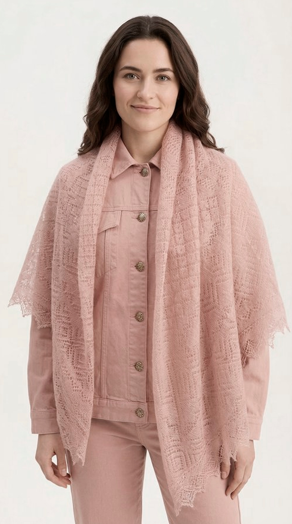 Оренбургский пуховый платок-паутинка А140-06 магнолия