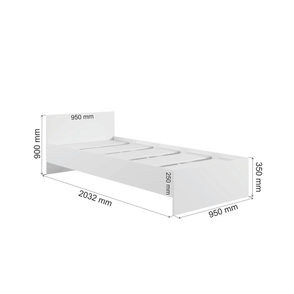 МС Мадера Кровать без ящ. М900 с дсп 900*2000 б/матр. (лдсп графит новый)