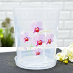 Горшок для орхидеи Декор 1,2л с поддоном, прозрачный