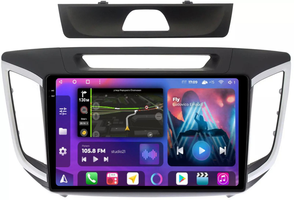 Магнитола для Hyundai Creta 1 2016-2021 (рамка 10) - FarCar 407M на Android 13, 2K QLED, TS10, CarPlay, 4G SIM-слот