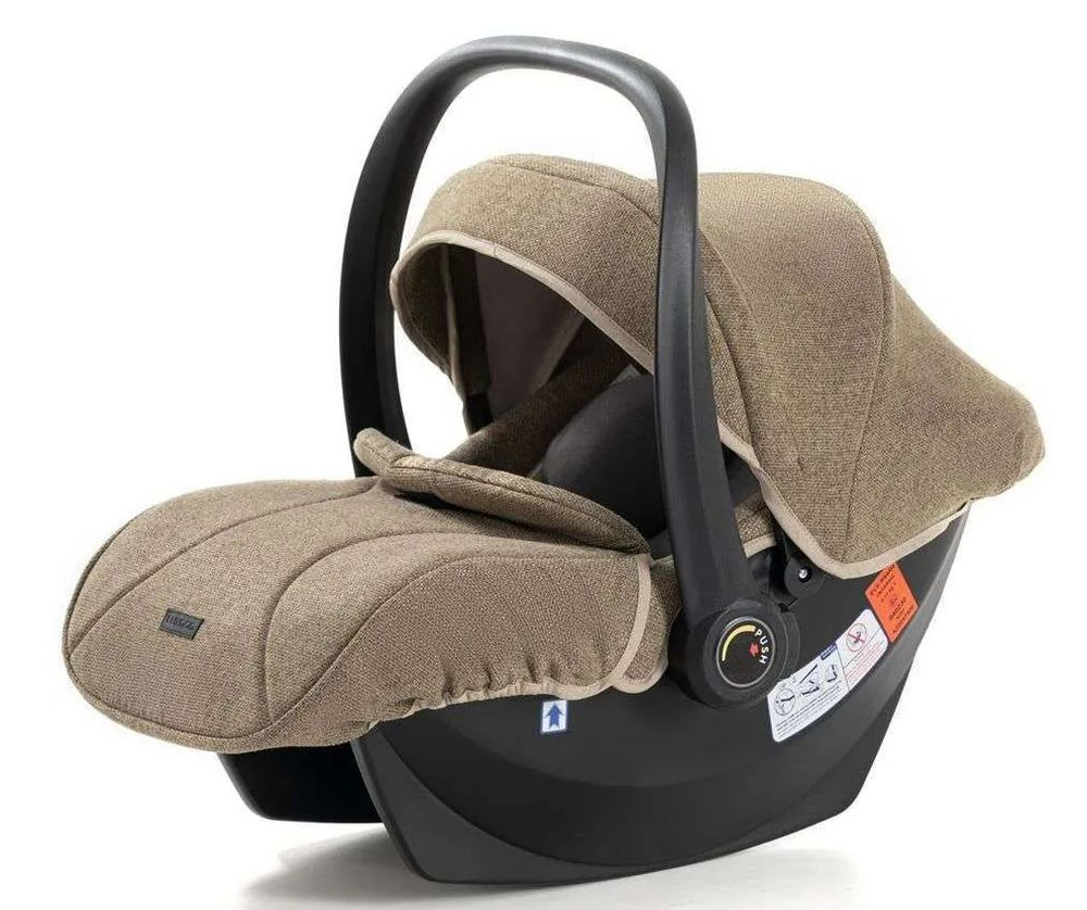 Коляска с выдвижной ручкой Luxmom 770, автолюлька /коричневый/золотая рама
