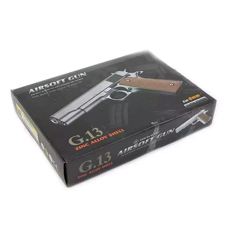 Пистолет пружинный Galaxy Colt 1911 G.13 серебристый