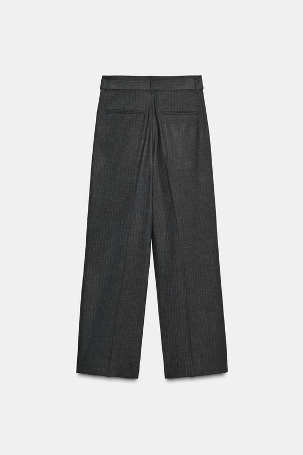 ZARA БРЮКИ В ТОНКУЮ ПОЛОСКУ С ПОЯСОМ, СВИНЦОВЫЙ